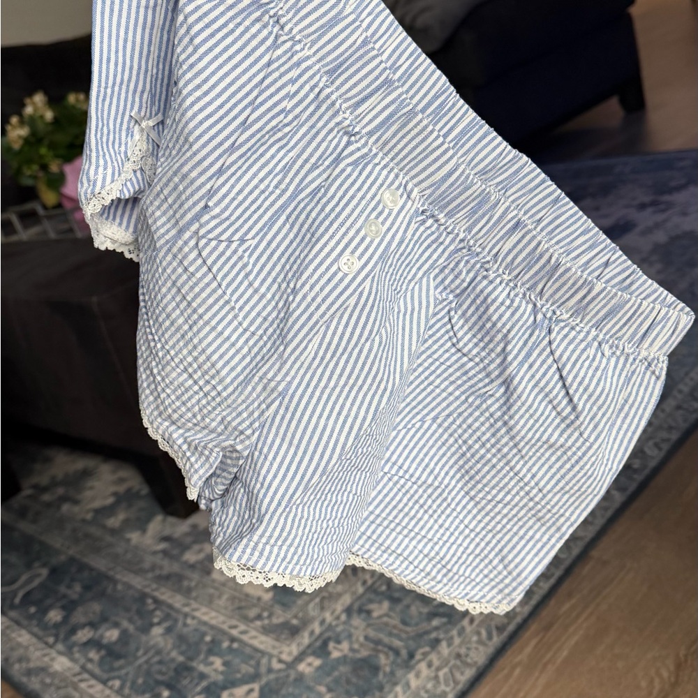Blue Striped Women's Shorts